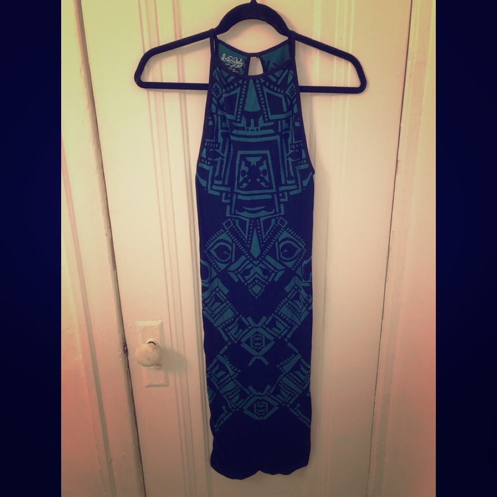 Free people bodycon black and teal dress size xs